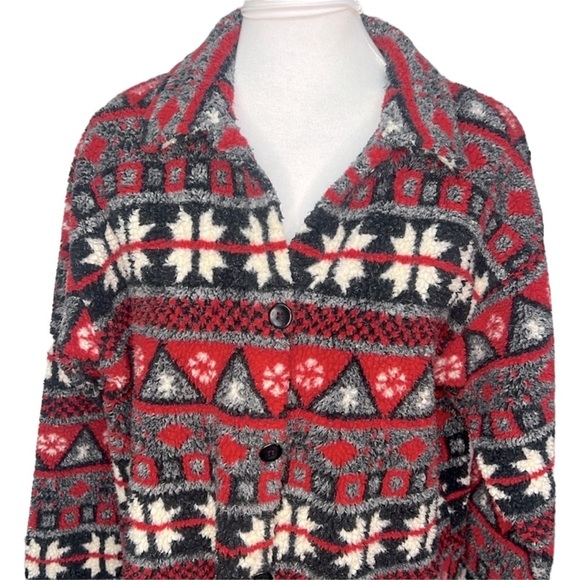 Palmetto’s Printed Shirt Jacket Red - Picture 2 of 4